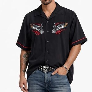 Vintage Rare Harley Davidson Short Sleeve Button Down Shirt Size Large